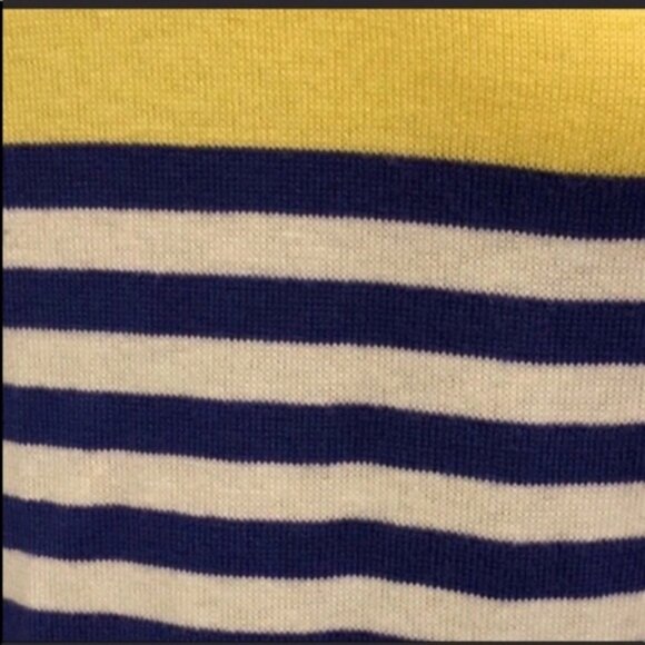 Talbots Blue Yellow White Stripe Cotton Blend Cardigan Sweater Sz petites M - Picture 4 of 5